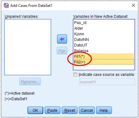 KOBLE SAMMEN TO DATAFILER -