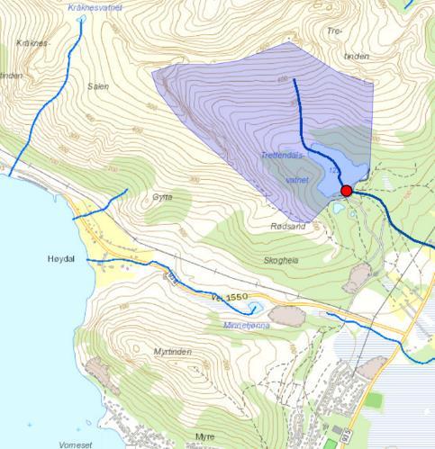 Hovedplan vann og avløp Trettendalsvannet Nedslagsfeltets areal: A = 1,14 km² Sjø: 7,02 % Midlere spesifikk avrenning: q = 61,8 l/(s x km²) Alminnelig