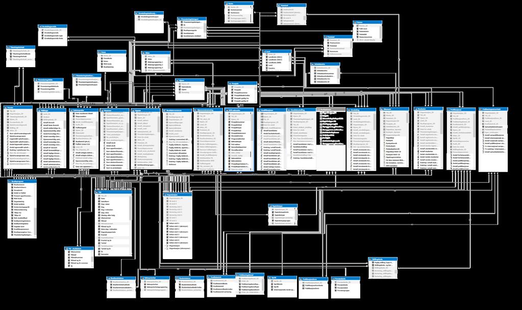 All data er samlet i én, stor stjernemodell i SQL Server Analysis Services (Tabular).