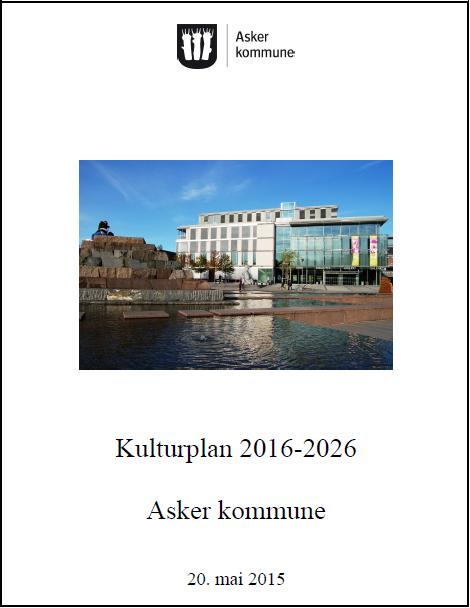 KULTURPLAN En overordnet plan som tok opp i seg alle tidligere planer innenfor kulturfeltet (kunstplan, bibliotekplan, kulturskoleplan, kulturhusplan osv.