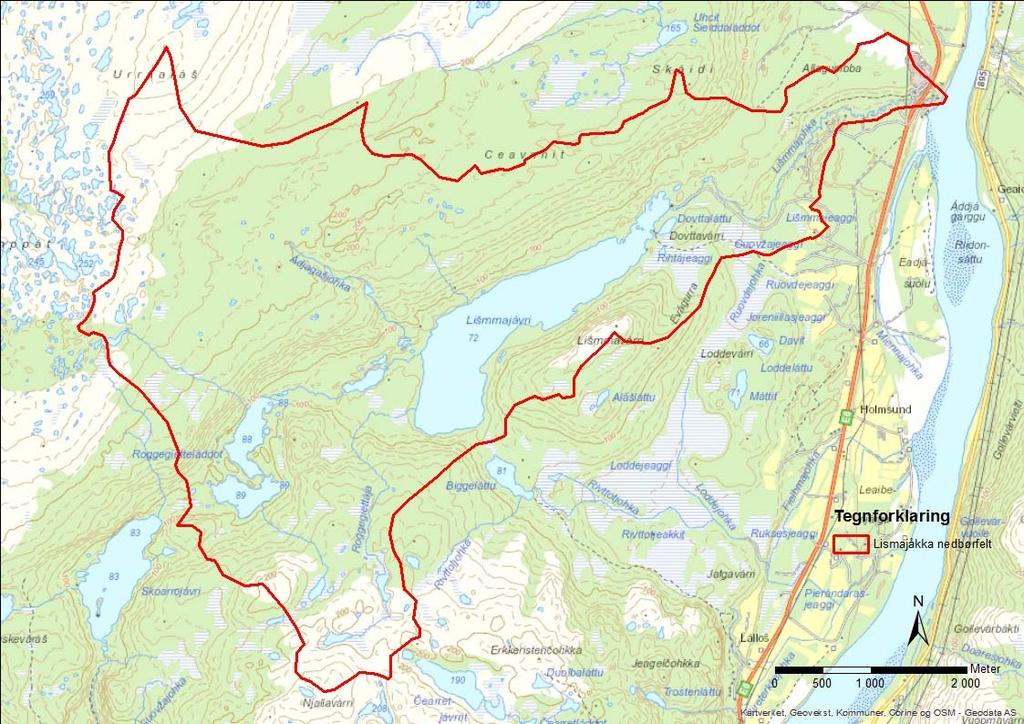1 Beskrivelse av nedbørfeltet Lismajåkka er et sidevassdrag til Tanaelva. Elven renner under E6 ca. 200 m før den renner ut i Tanaelva.