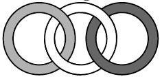 Figuren viser tre ringer som er koblet sammen.