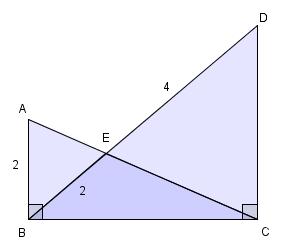 Oppgave 3 Figuren ovenfor viser to rettvinklede trekanter, ABC og BCD. Lengden av AB. BD og AC skjærer hverandre i E. Lengden av BE.