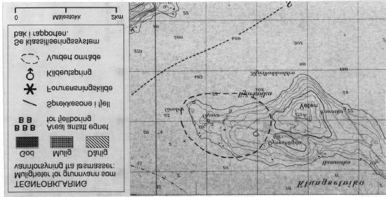 Fig. 4 Utsnitt av kartblad 2129 III Rognan (M711) som viser det vurderte området i tilknytning til Øynes.