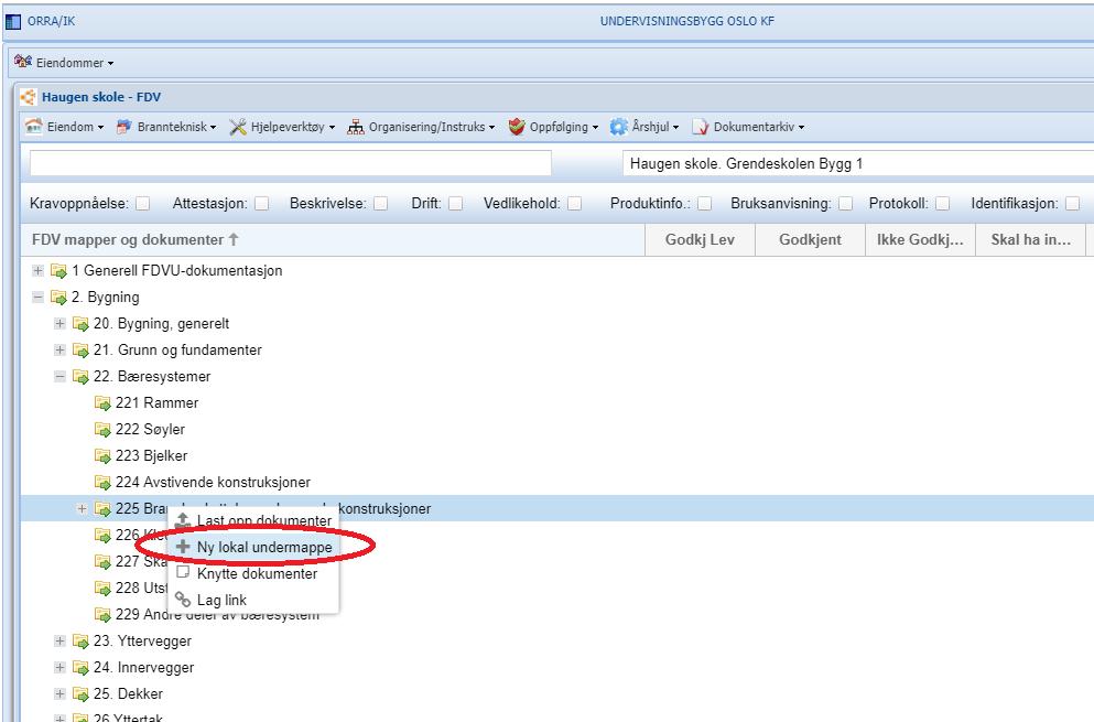 Undermapper Undermapper kan opprettes der det er hensiktmessig å ha egne mapper for visse typer FDV.