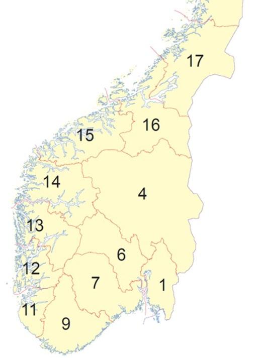 Oversikt, region midt i dag I nettutvikling i Statnett utgjør "Region midt": Istad (15) Trønderenergi (16) NTE (17) Kjennetegn