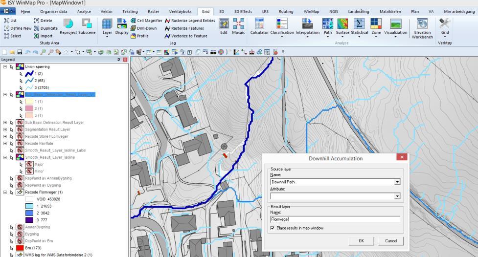 Beregning av flomveger i ISY WinMap Egen Grid-modul som tillegg Diverse rasteranalyser