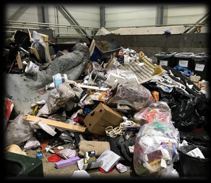 En plukkanalyse foretatt på denne typen avfall, viser at 38 % av det som havner i restavfallet, er gjenvinnbart avfall. De største fraksjonene i vekt er hhv.