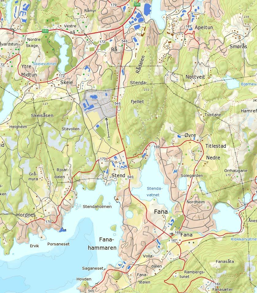 2. Dagens situasjon i planområdet 2.1 Lokalisering Planområdet ligger i Sagavika ved Fanahammeren i Fana bydel, ca. 4 km sør for bydelssenteret Lagunen (S 21 i KPA) og ca.