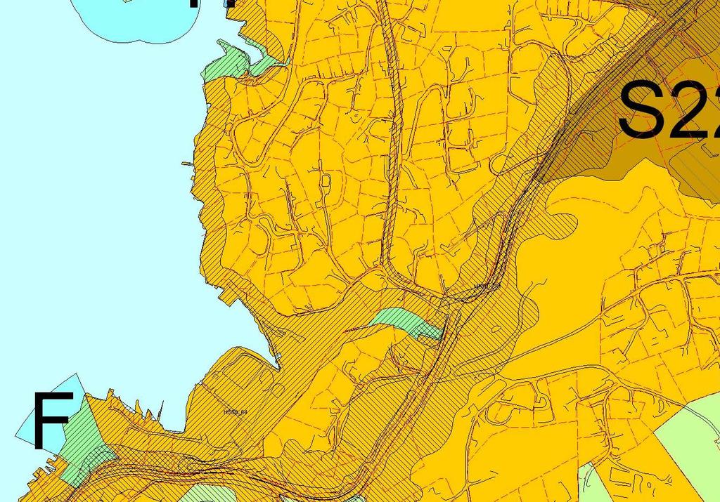 Figur 4. Utsnitt kommuneplankart. Forslag til planområde omtrentlig markert med sort stiplet linje.