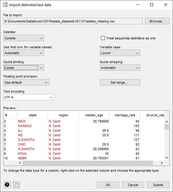 Laste inn csv-fil Velg fil Inndeling med