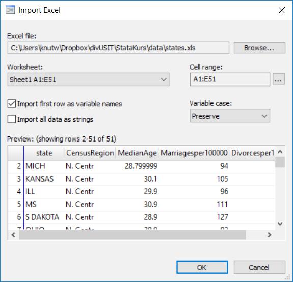 Laste inn fra Excel Prøv å lage