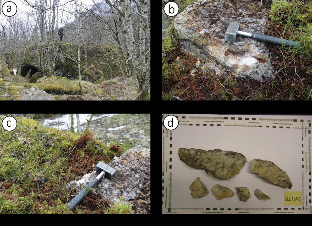 Figur A-3 ULL1603: a) Sett mot øst, person som målestokk,