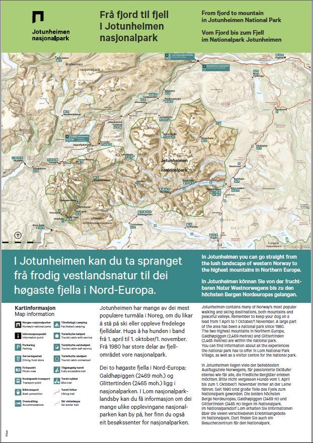 Figur 25. Eksempel på plakat med kart fra Jotunheimen nasjonalpark.