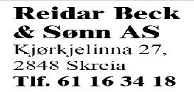 61 33 62 22 www.eidsand.no www.kroonmaskin.no N O R D - F R O N ØYER Grinakerlinna 115, 2760 Brandbu Tlf : 900 11 097 stein.skedsmo@gmail.com J E V N A K E R Tlf. 61 29 13 33 2640 Vinstra www.ahsco.