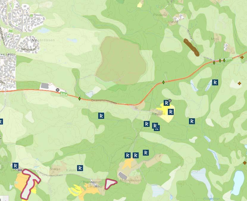 nord for avsatt utbyggingsområde i nord er i bruk som adkomst fra Madsebakken til områdene ved Motorbanen.