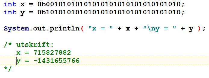Eksempel 3: Hva blir summen 16 + 3 + 64 +..+ 51? a = 16, r = Rekken kan skrives som 16 0 + 16 1 + 16 +..+ 16 5 Summen blir da: 5 16 j = 16(5+1 1) 1 = 16 63 = 1008 Prøv å teste eksempel 3 i Java også!