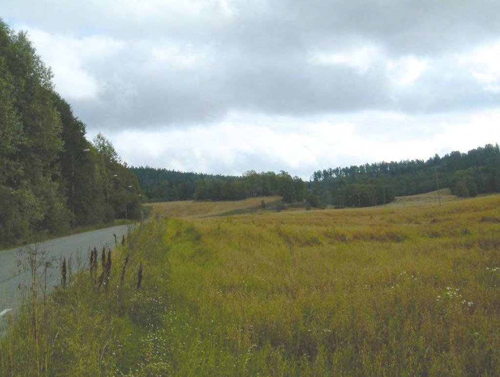 Temarapport landskapsbilde - 18Vinterbro Akershusgrense. Kommunedelplan med KU 69 Bilde 19. Landskapsrommet i forkant av Hanekropp gård. en bratte siden av Brekkaåsen til venstre i bildet.