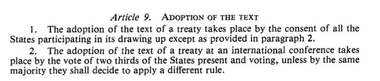 Traktatsteksten adopteres