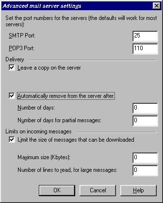 Advanced mail settings Server ports SMTP Port: do not change this value unless you are confident that you know what you are doing. The default value is 25.