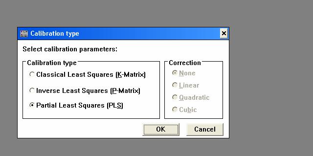 Modify Menu: Calibration Type Under Calibration type, select Inverse