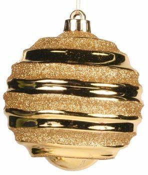 C35 XY4965LL 100 mm Grove Ball Ornament Shiny Gold/Glitter Gold 1.39-72 1.59-12 1.89 ea.