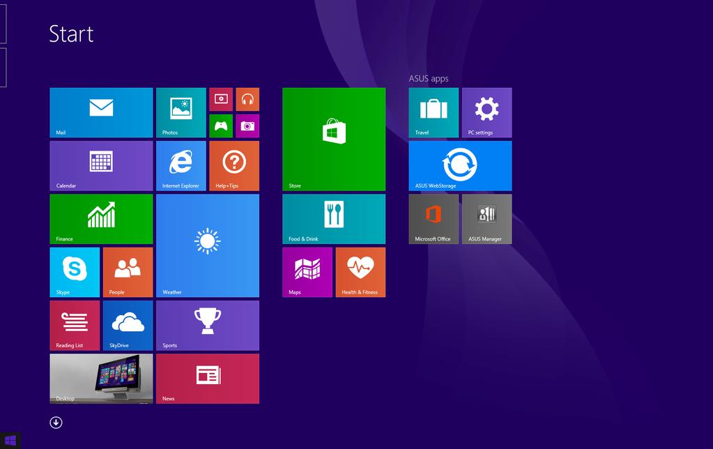 Startknapp Windows 8.1 har Startknappen, som lar deg bytte mellom de to siste appene du åpnet.