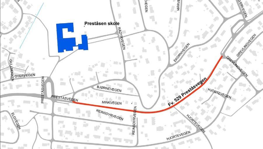 3 Bakgrunn for planforslaget 3.1 Beliggenhet Strekningen ligger langs fv. 529 Preståsveien som går mellom kommunesenteret i Nannestad, Teigebyen og østover mot E16 og Moreppen.