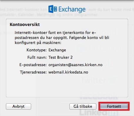 Her klikker du Fortsett Her må du