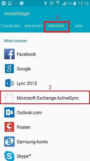 Gå så på «KONTOER» og velg