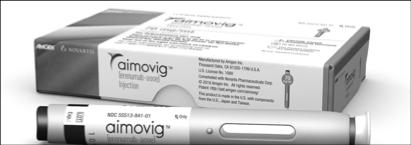 Aimovig (Erenumab) Cost Monoclonal antibody, Calcitonin Gene-Related Peptide (CGRP) Receptor Antagonist 70mg subcutaneous injection once monthly Max dose 140mg once monthly Injection site reaction,