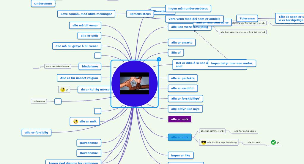 Utvikle omgrep saman Sameksistens - kunne leve saman, sjølv om ein er ulike og har ulik tru Toleranse - tåle at vi er forskjellege. Vi må tåle at andre sine meinigar og tru ikkje er lik vår.