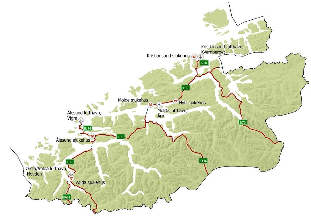 Figur 5 kart infrastruktur i Møre og Romsdal frå 1.1.2020 - utarbeidd av Møre og Romsdal fylkeskommune 3.1.3.2 Arbeidspendling Rauma kommune utgjer eigen bu- og arbeidsmarknad.