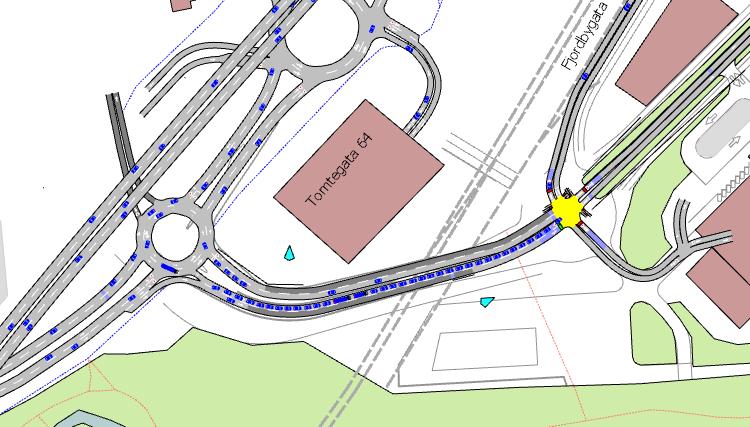 5.4 Avvikling og kødannelser 5.4.1 MORGEN For scenario F1 oppstår det ikke tilbakeblokkering til Strandveien.