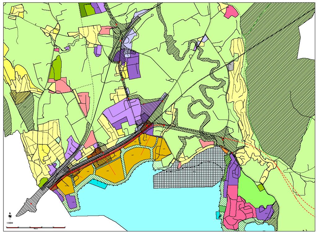 detaljering av arealformålene, kan områdene vises på utsnitt i målestokk maksimalt 1:5 000 og ned til 1:10 000.