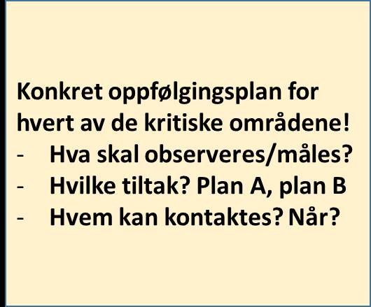 Planlegging: Hva er de kritiske områdene? Hvilke områder trenger særlig oppmerksomhet av helsetjenesten?