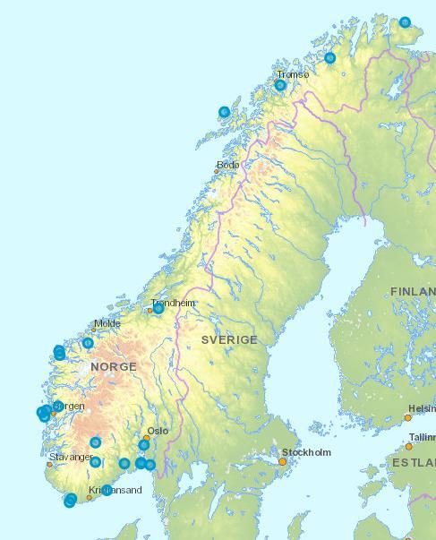 Statens havarikommisjon for transport Side 4 Figur 1: Oversikt over hvor ulykkene med omkomne i 2018 skjedde. Kart: Kystinfo, Kystverket.
