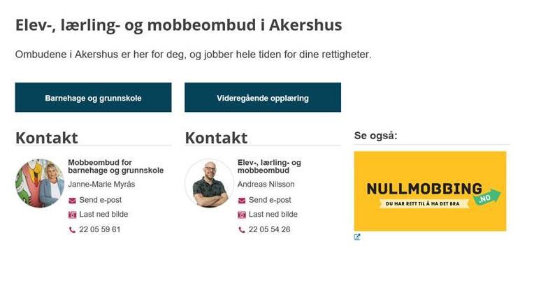 Mobbeombud for grunnskole og videregående https://www.