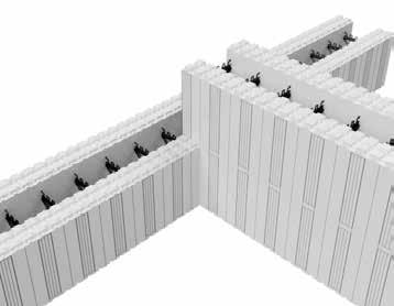 21: I første skift: Skjær et 150 mm snitt i Thermomur -blokkens vange slik at betongen får kontakt hele veien