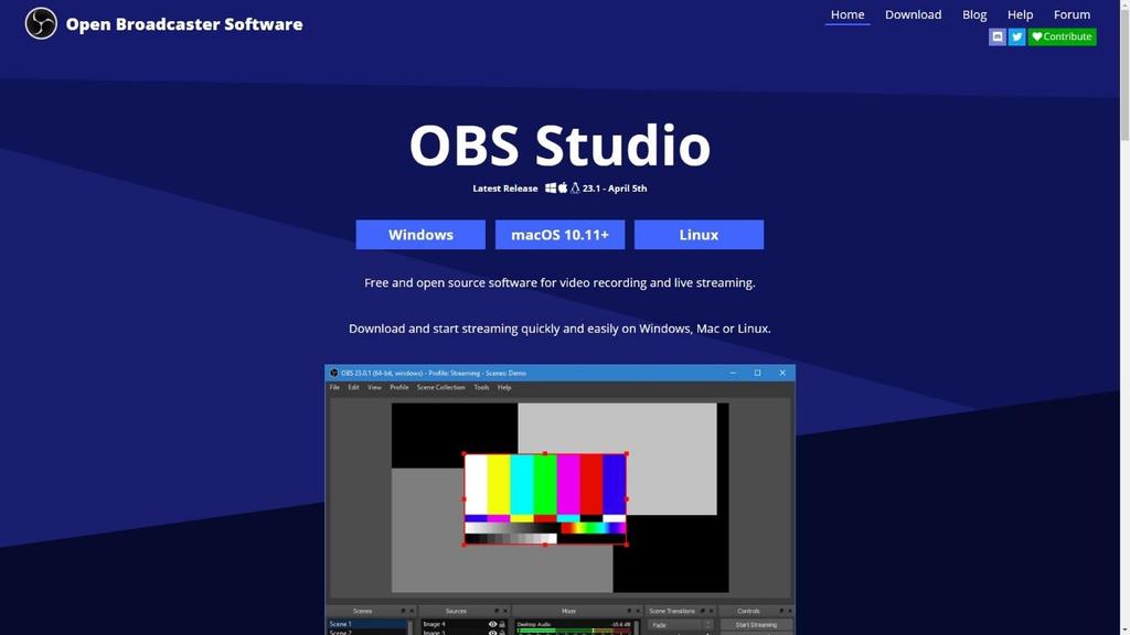OBS Studio Dette programmet lastes ned fra https://obsproject.com/ Vi viser her Windows versjonen.