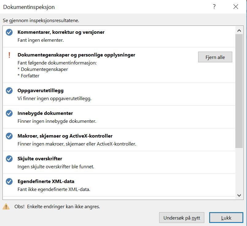 4. Se gjennom resultatet av inspeksjonen i