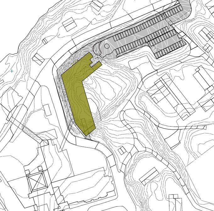 Figur 1. Utdrag fra situasjonsplan som viser plassering av bygget. 3. Registreringer fra befaring 3.