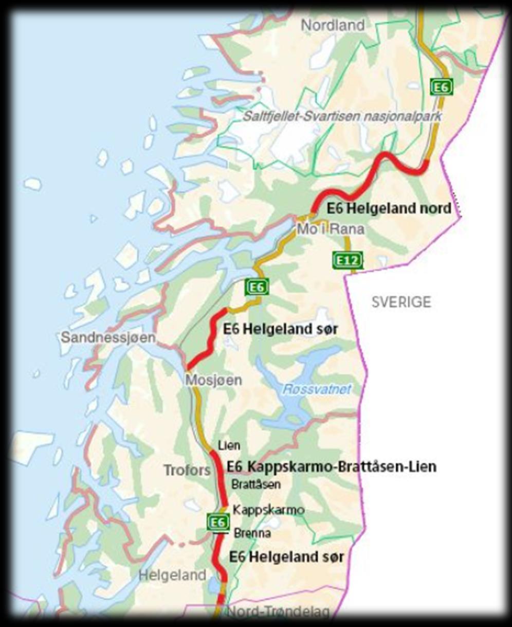 E6 Helgeland Vi bygger ca. 147 kilometer ny E6 Ca.