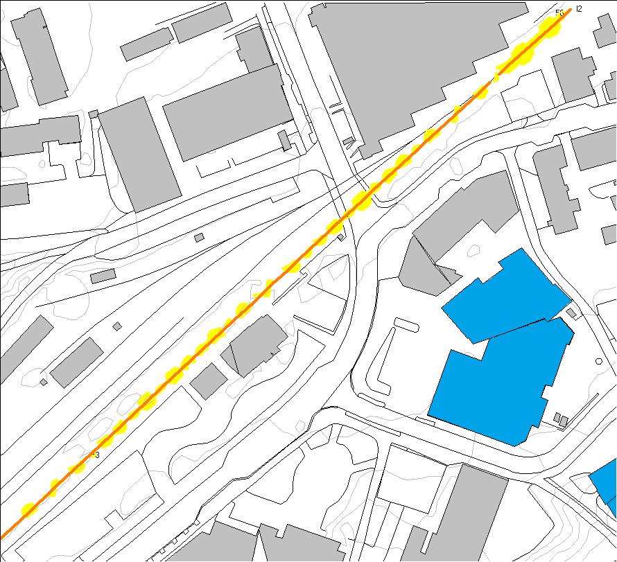 Tilsvarende støykart er utarbeidet for støynivå i 1,5 m s høyde over terrenget. Dette tilsvarer lydnivået utenfor 1. etasje og på uteområder på bakkenivå. Område: Tynset Torg Eks.