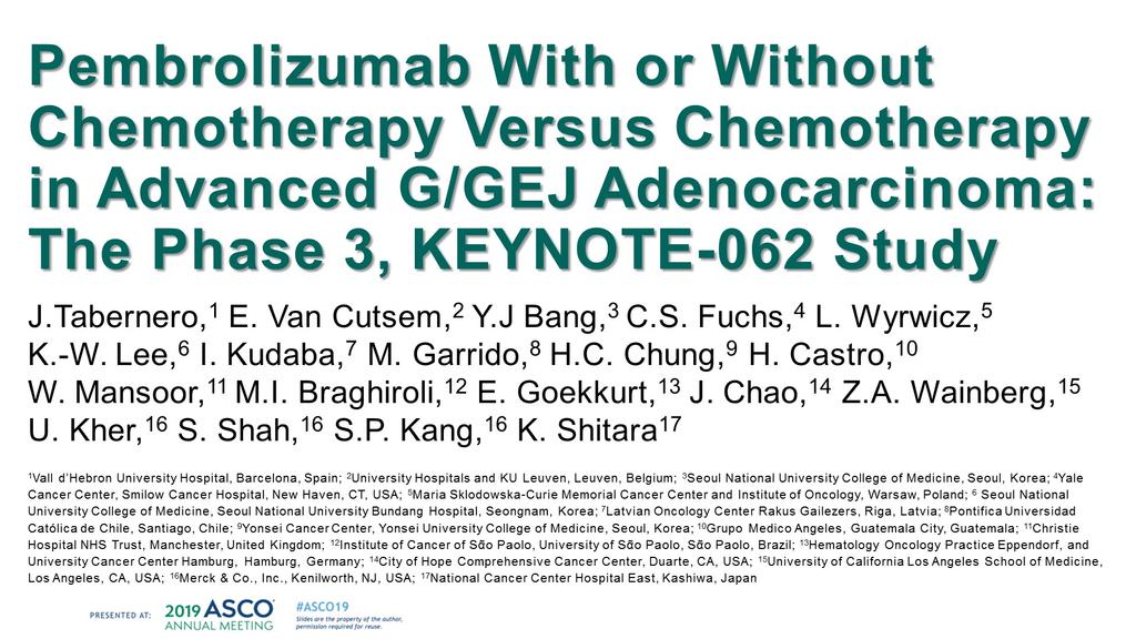 Pembrolizumab With or Without Chemotherapy Versus Chemotherapy in Advanced G/GEJ