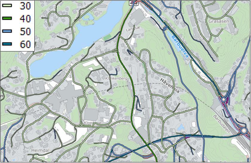 8 Figur 5: Fartsgrenser i området. Kilde: NVDB.