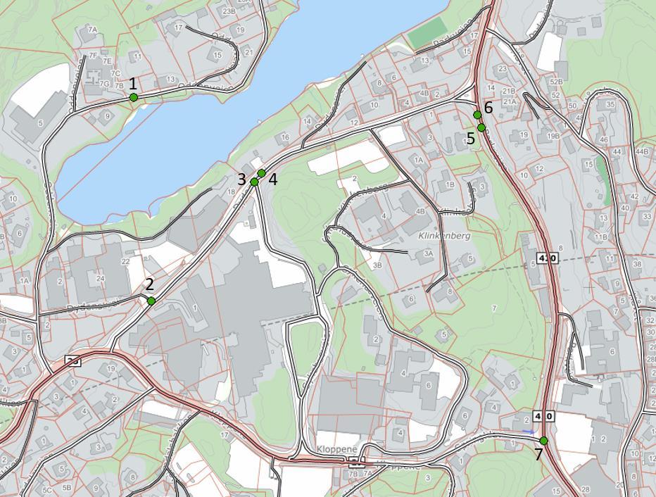 9 2.1.4 Trafikksikkerhet Informasjon om politiregistrerte trafikkulykker de siste 10 årene (2007 2016) er hentet fra NVDB. Ulykkespunktene er illustrert med grønne prikker i figur 7.