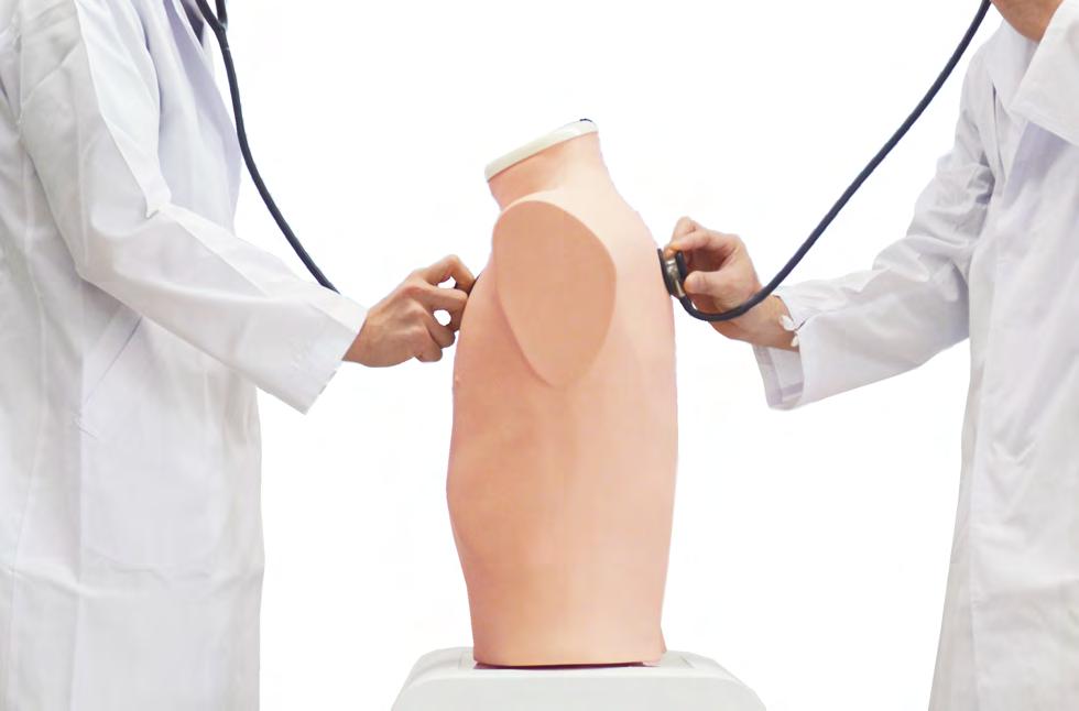 Lungelydsimulator auskultasjonstrening LSAT versjon 2 M28 MW28 rukes i 96% av de medisinske fakultetene i Japan Simulatoren gir en effektiv trening i auskultasjon av respirasjonslyd.