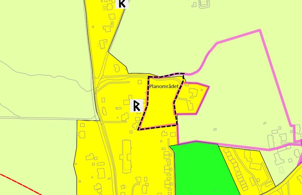 Skisse: Kommuneplanens arealdel 2017-30 (Kilde: Ringerike kommune) h. Vesentlige interesser som berøres av planinitiativet Ifm. planinitiativet er kommunens kartdatabase blitt tatt i bruk.