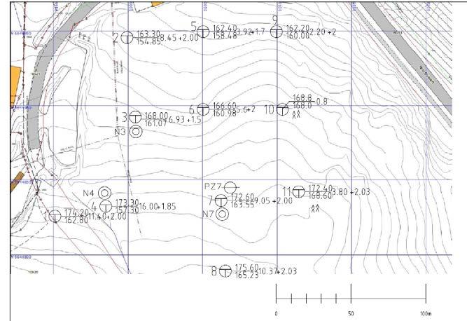 111239r2 14.11.14 Side 7 Figur 7 Borplan GrunnTeknikk rapport 111239r1 [2]. Vi viser til vår datarapport 111239r1 for nærmere beskrivelse av grunnforholdene.